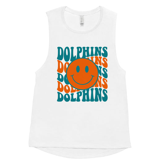 Women's Retro Dolphins Muscle Tank